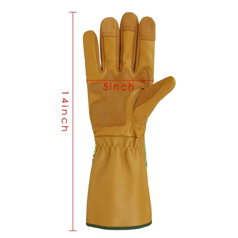 Womens Gardening Gloves with Grain Leather for Yard Work,Rose Pruning and Daily Work Perfect Fitting for Women,Long