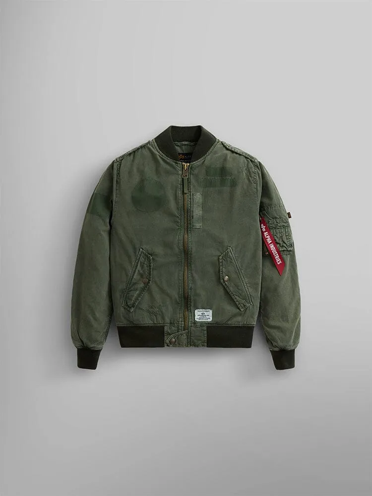 WOMEN'S L-2B RIP AND REPAIR BOMBER JACKET (OG-107 GREEN)