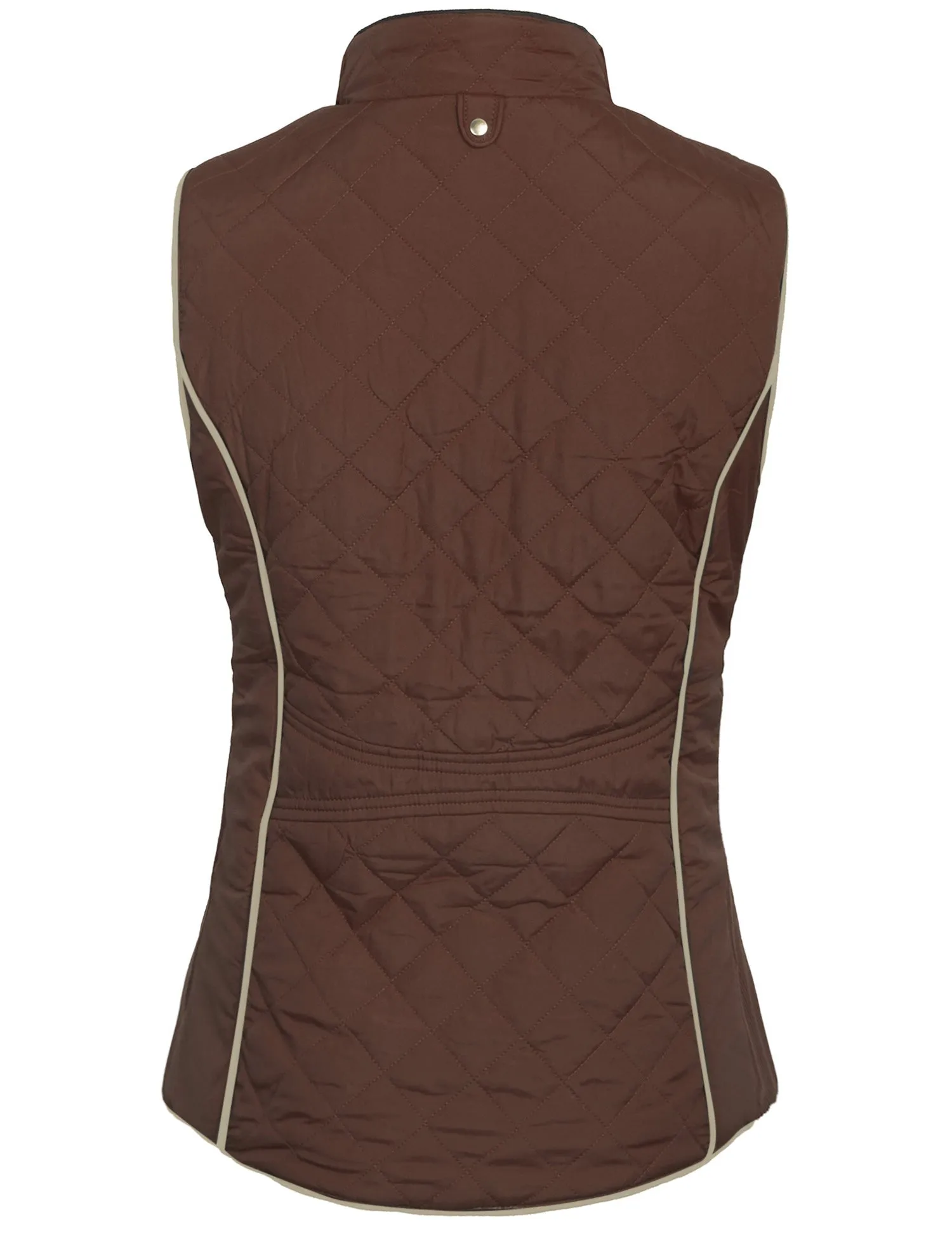 Womens Quilted Fully Lined Lightweight Zip Up Vest with Fur Lining