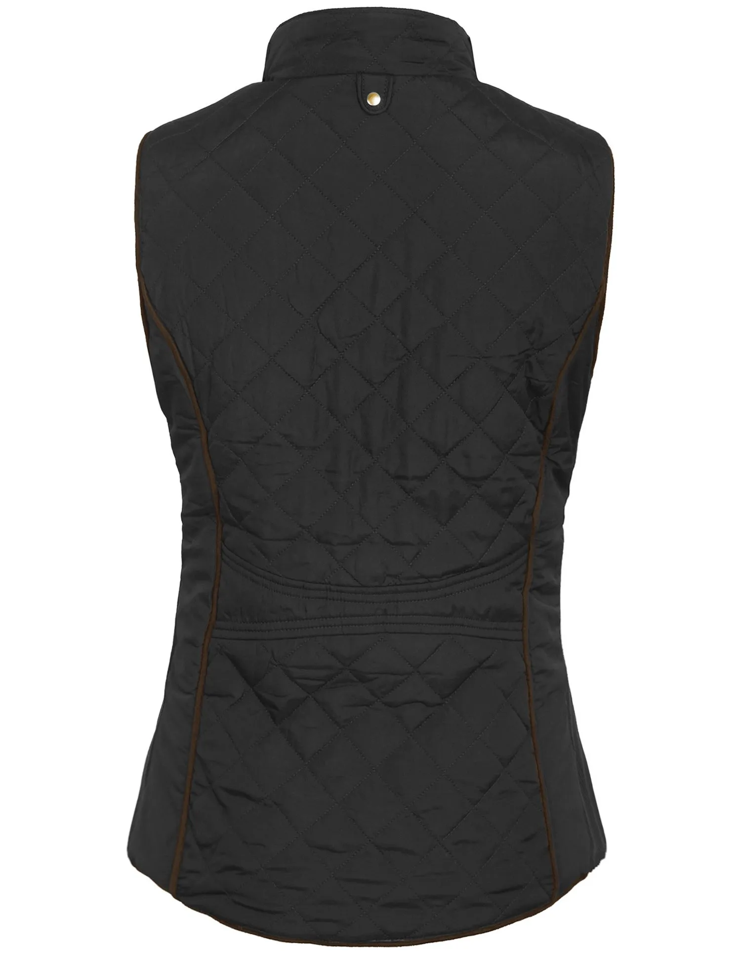 Womens Quilted Fully Lined Lightweight Zip Up Vest with Fur Lining