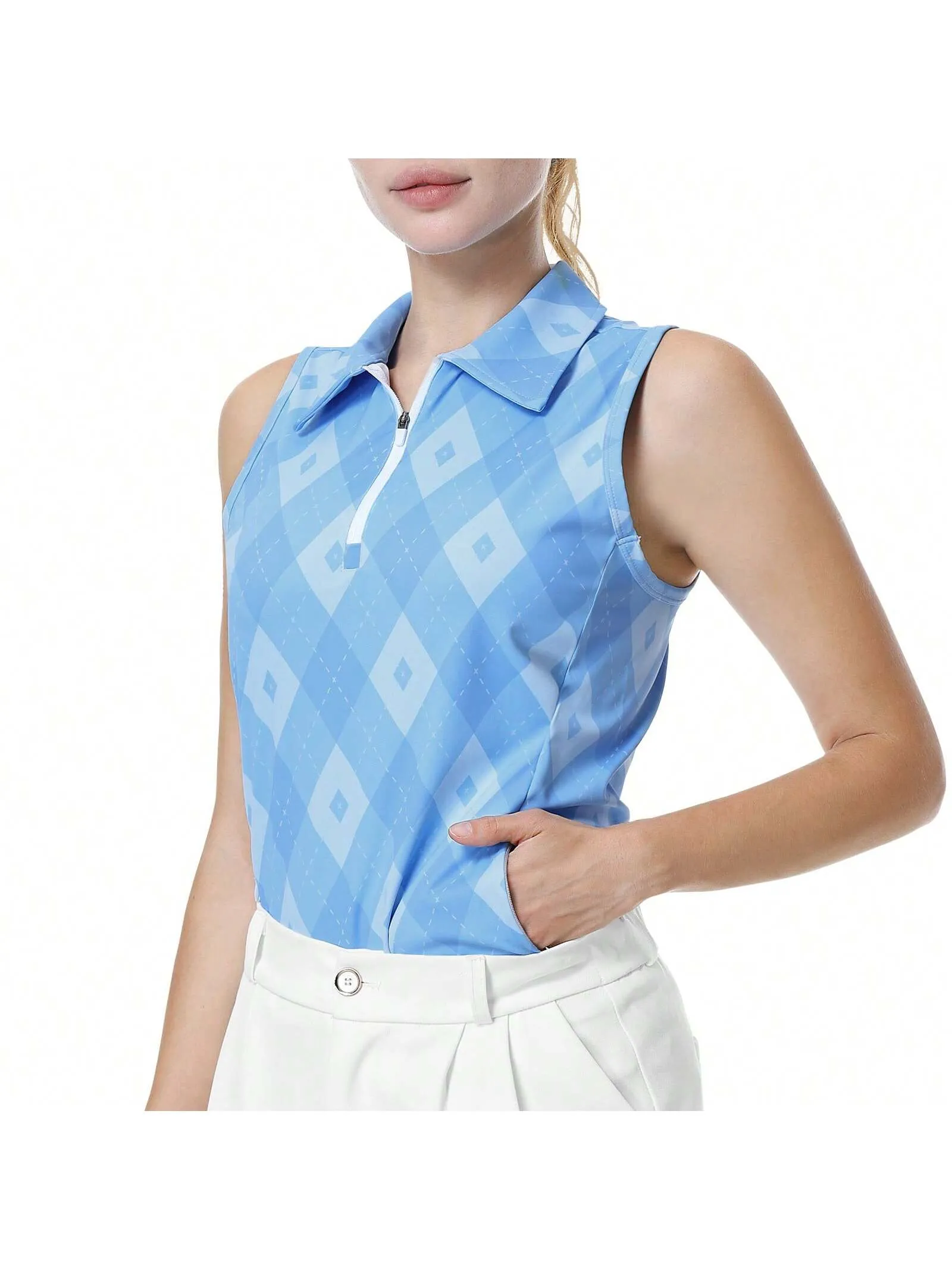 Women's Sleeveless Golf Sports Top With Hidden Zipper Pocket