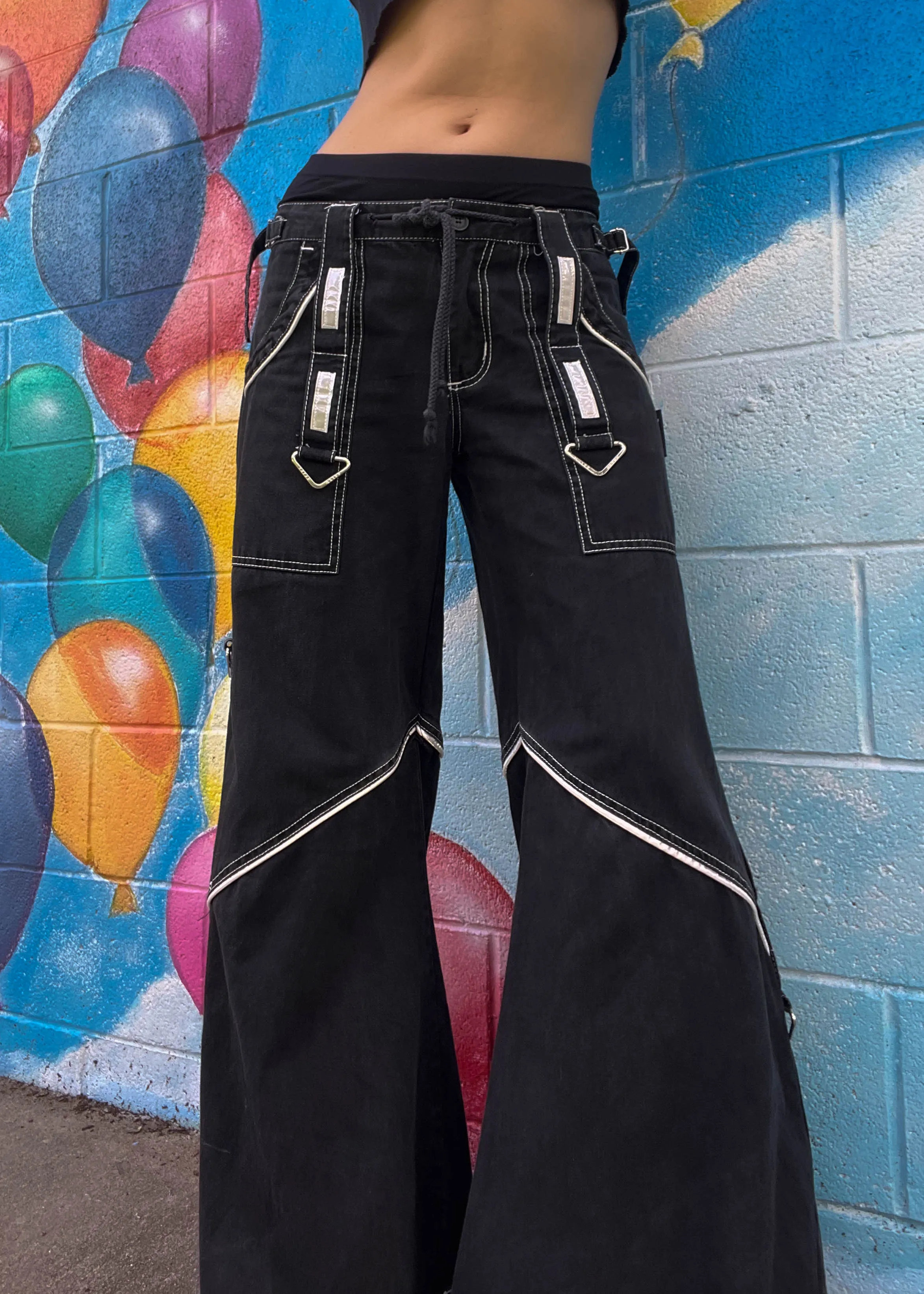 Y2k Tripp Black Flared Pants (XS-S)