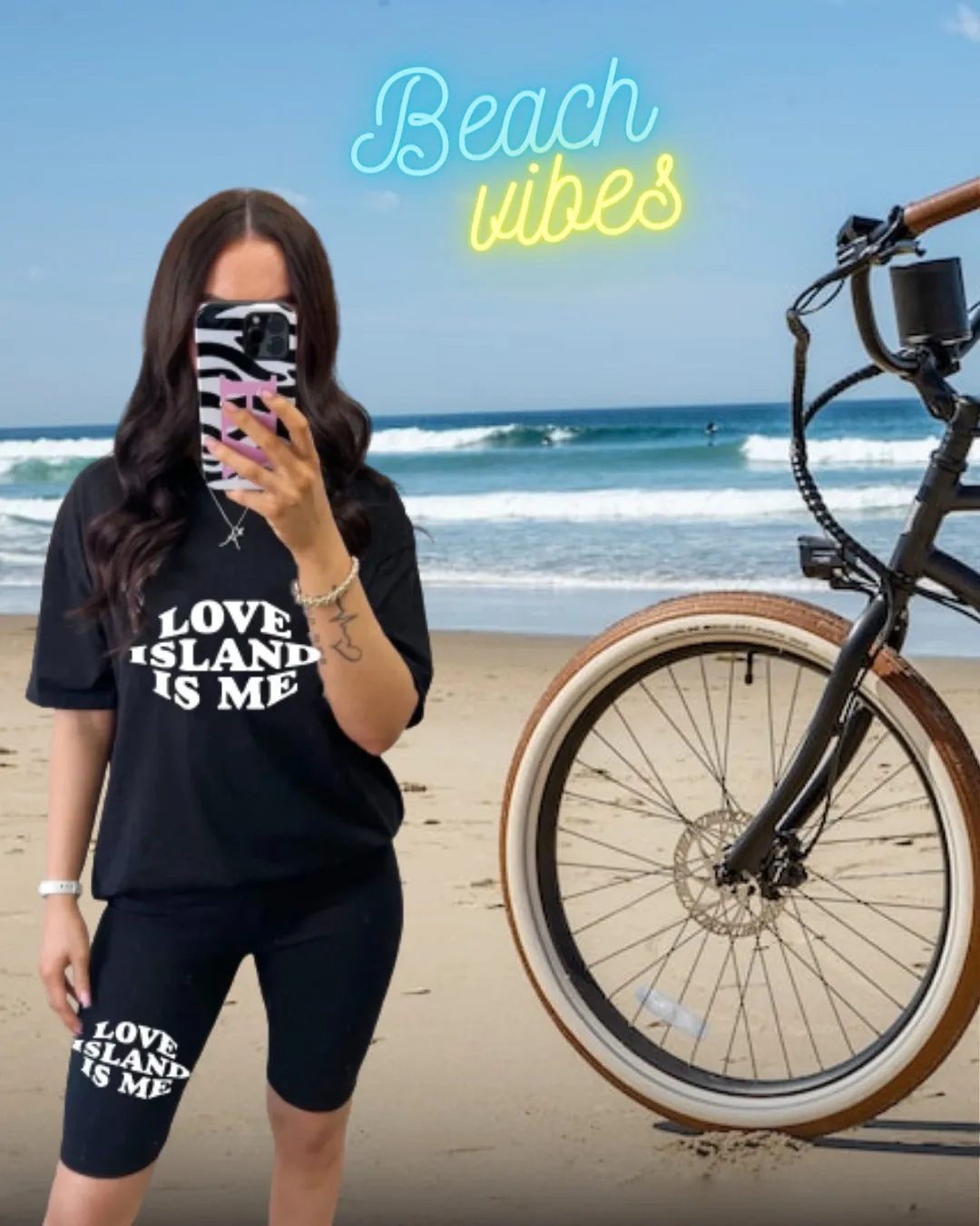 YOUR LOVE ISLAND - GREY BAGGY TOP & CYCLING FIT SHORTS