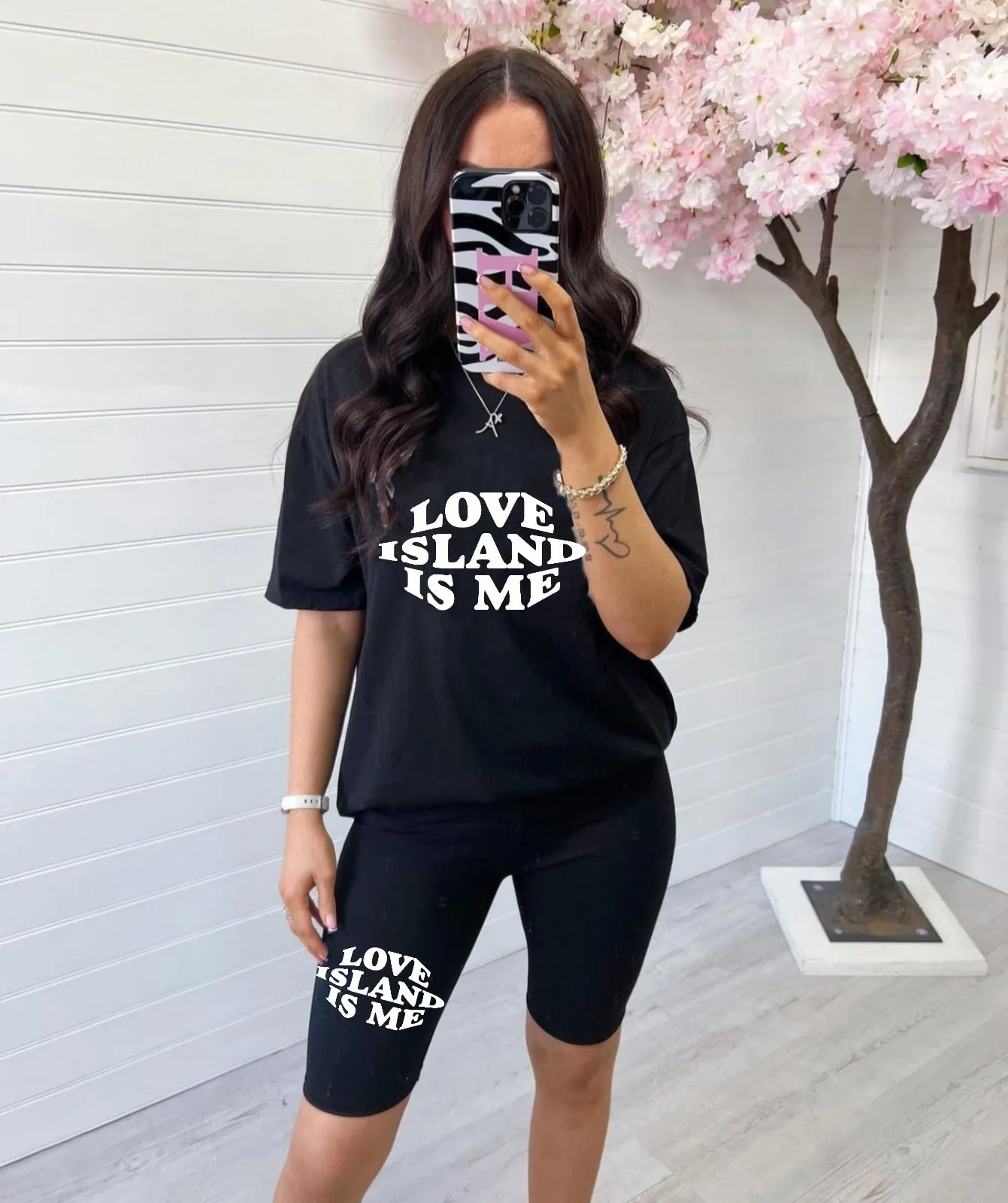 YOUR LOVE ISLAND - GREY BAGGY TOP & CYCLING FIT SHORTS