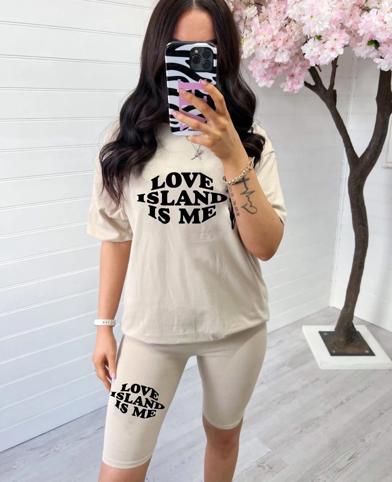 YOUR LOVE ISLAND - GREY BAGGY TOP & CYCLING FIT SHORTS