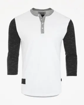 ZIMEGO Men's 3/4 Sleeve Black & White Baseball Henley – Casual Athletic Button Crewneck Shirts